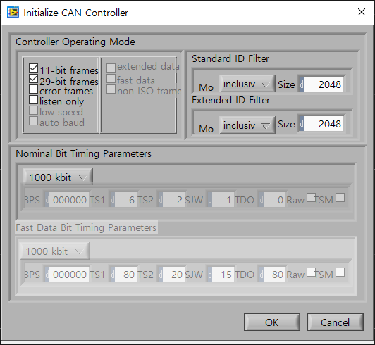 Initialize CAN controller
