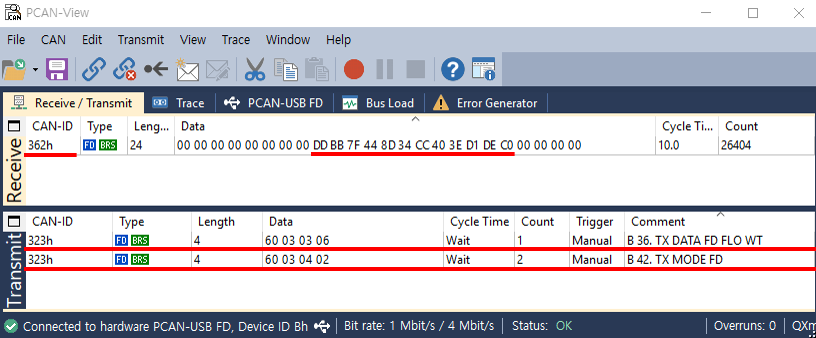 Combined Float data output example